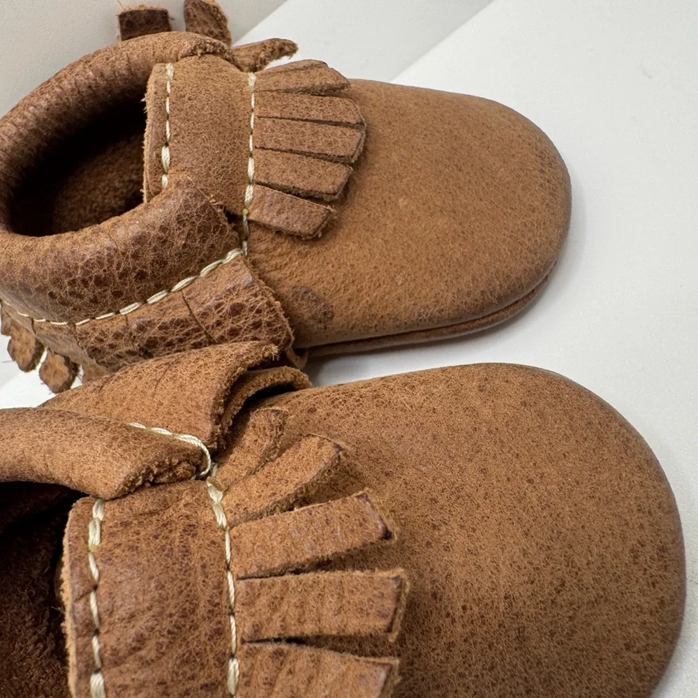 Freshly Picked Brown Moccasins Baby Fringed Soft Soles Unisex